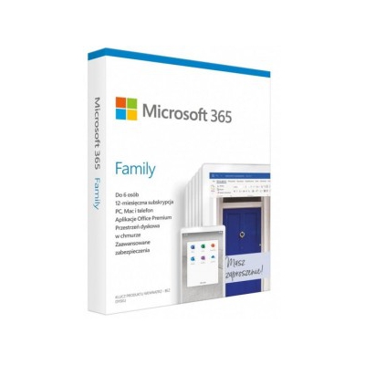 Microsoft Office 365 Family 6 PC Subskrypcja 1 ROK BOX Polski 